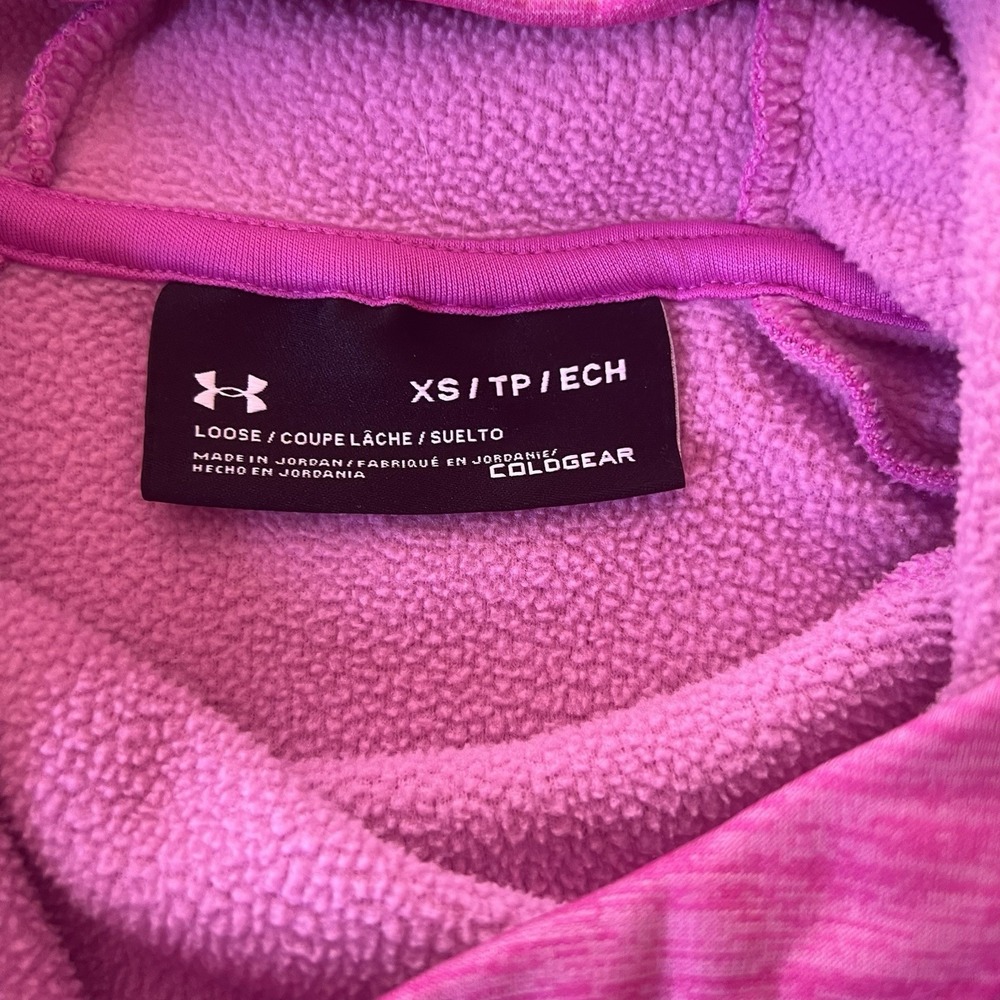 Under Armour‎ Hoodie XS Pink Sweatshirt Pullover Loose Pockets Women - Picture 4 of 9